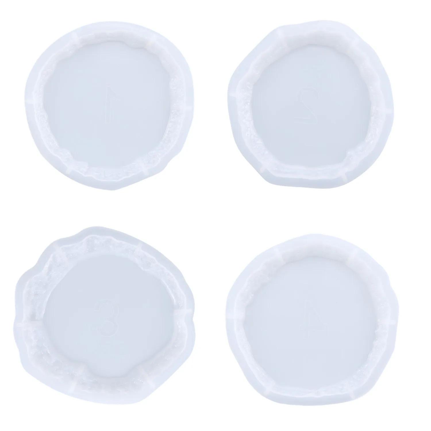 Ore Forma Edge Coasters Mold Set, Molde de resina epóxi, Bandeja de resina grande, Sílica Gel, DIY Craft, 4Pcs - Image 1
