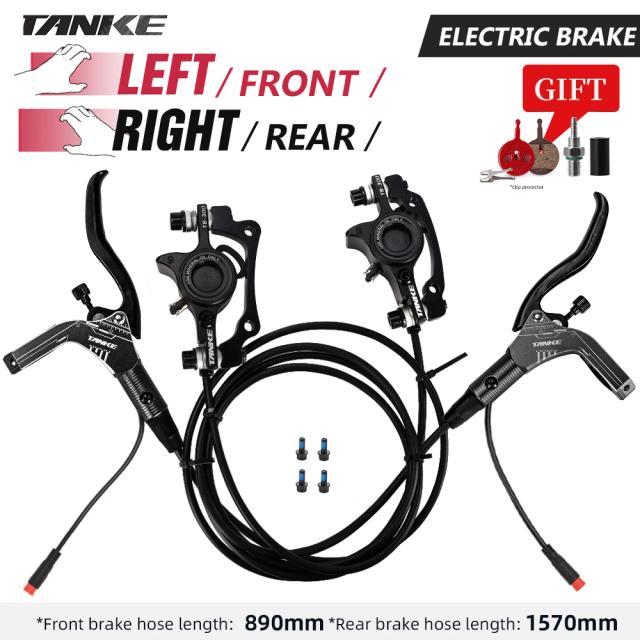 Conjunto de Freio a Disco Elétrico Hidráulico TANKE MTB com Controle de Potência e Rotores de 160mm para Bicicletas e Scooters