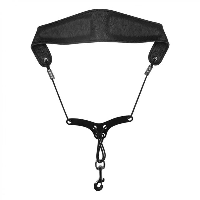 Correia de couro para saxofone com suporte metálico, almofada grossa e confortável, 22,8" - Marrom e Preto