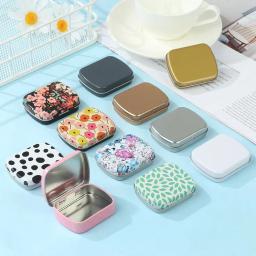 Mini caixa de lata de metal com tampa Recipiente retangular portátil Pequeno kit de armazenamento Casos de comprimidos de doces Organizador doméstico - Image 1