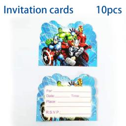 Cartões de Convite para Crianças, Super-heróis, Baby Shower, Birthday Party, Decoração Suprimentos, Meninos Favores, Festa, Eventos, 10 PCs/Pack - Image 3