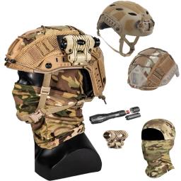 Airsoft Paintball Capacete Conjunto com Lanterna Tática, Máscara De Poeira, Capa, Caça Ao Ar Livre, Paintball Tiro - Image 1