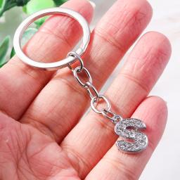Keychain inicial do alfabeto com strass, 26 letras, A-Z, pingentes para chave do carro, decoração do saco, encantos, acessórios de bricolage, moda - Image 6
