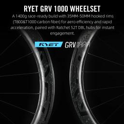 Ryet cascalho carbono bicicleta rodado 52t super leve 1280g cubos de cerâmica pilar raios tubeless pronto rodas bicicleta ciclismo jantes - Image 4