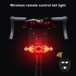 USB de carregamento LED bicicleta cauda luz, Night Riding, controle remoto sem fio, Turn Signal Lights, 32 LEDs - Image 4
