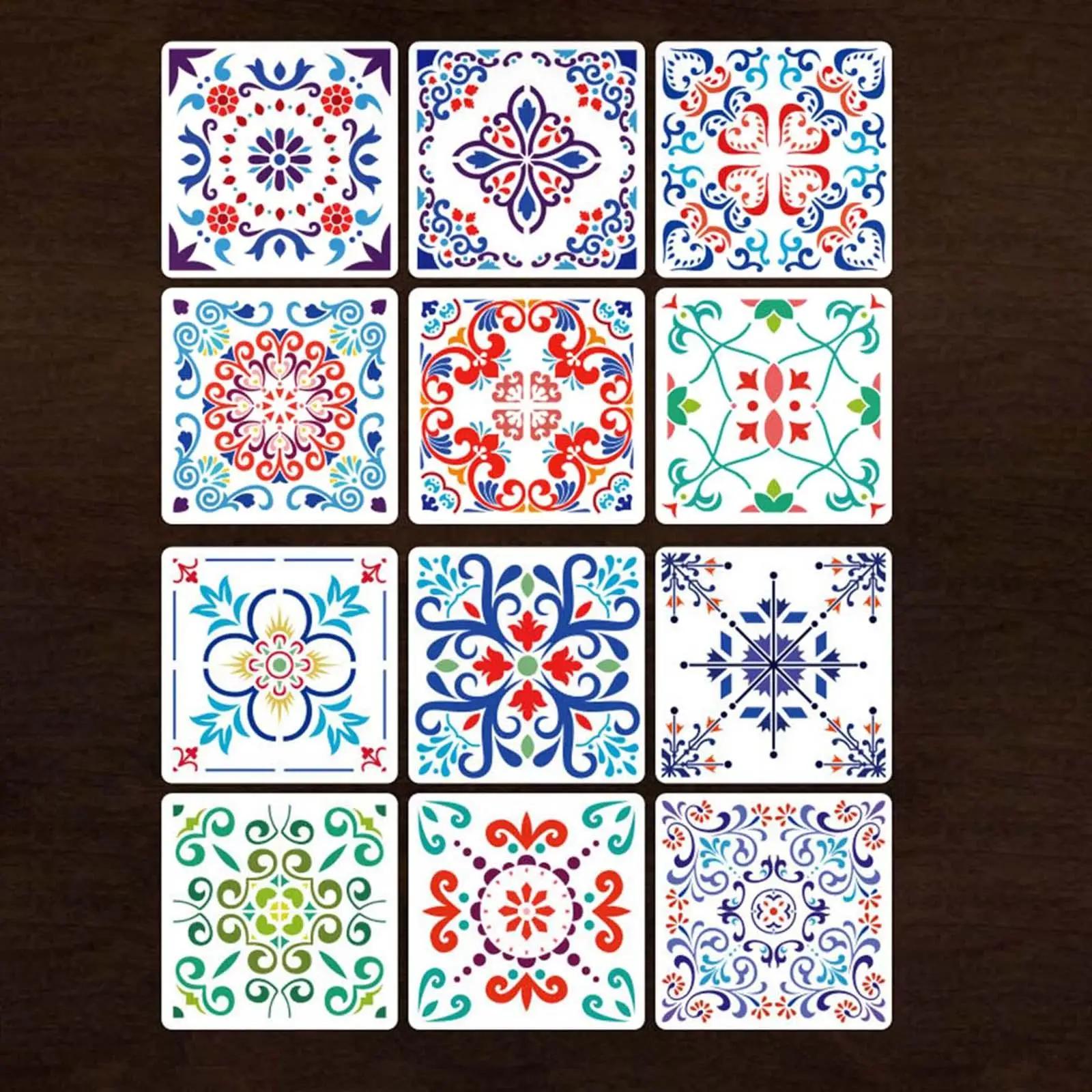 Modelo reutilizável Mandala Stencil, Ferramenta Artesanal Artesanato, Moda Pintura, 12pcs - Image 1