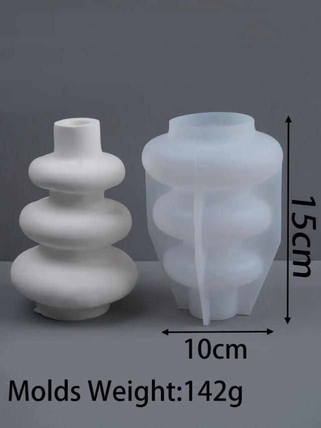 Molde de Silicone Vaso Irregular Círculo Nórdico Arranjo Flores Retas Artesanato Resina Gesso Decoração Casa