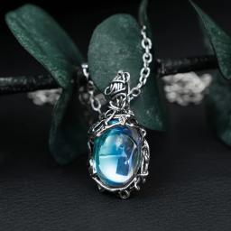 Colar pingente de pedras preciosas de cristal de água para mulheres Gemas artificiais Colares de vime vintage para meninas - Image 2
