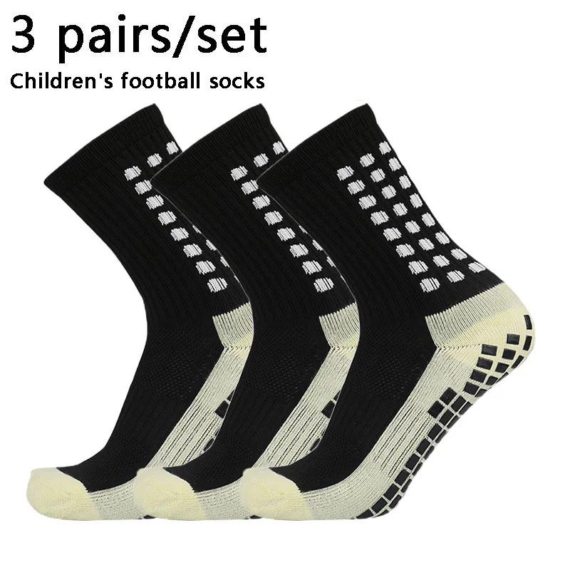 Meias de futebol para esportes respiráveis para crianças, meias de futebol antiderrapante de silicone, aperto quadrado, 3 pares, 34-39 - Image 1