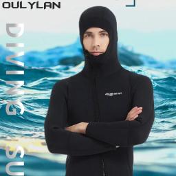 Oulylan-Fato de mergulho em neoprene para homens e mulheres, traje manga comprida, encapuzado, 3mm, zíper frontal, mergulho, natação, mergulho - Image 1
