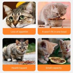 Gato tigela cerâmica com suporte alimentador de água para animais estimação elevado à prova derramamento mesa jantar gatinho filhote de cachorro comida prato alimentação esteira suprimentos para cães - Image 5