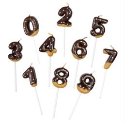 Velas digitais para bolo Topper, Donut, biscoitos de chocolate doce, 0-9 número Desejando, sobremesa de festa gradiente, mesa de vestir, 1pc - Image 2