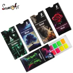 SeamiArt-Conjunto portátil de tinta aquarela sólida, Metallica Glittery, Pintura Aquarela, Arte Suprimentos, 8 12 cores - Image 3