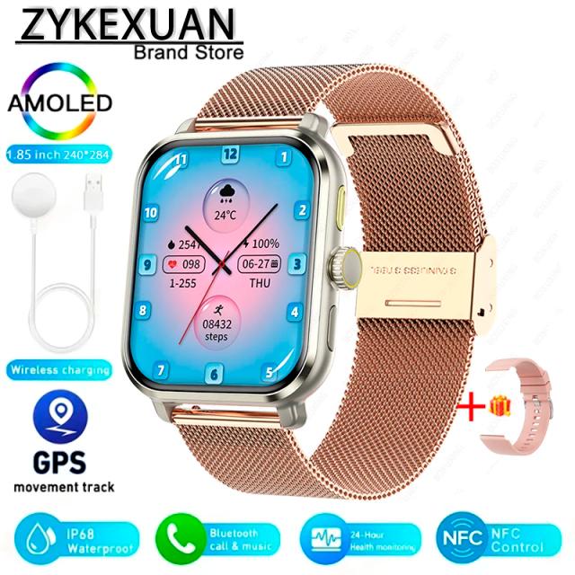 Relógio Smart GPS Sport 1.85" para Homens e Mulheres - Monitor de Açúcar no Sangue e Rastreador de Saúde com Comandos de Voz - Lançamento 2022