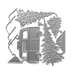 Carro e árvore de corte dados natal tema gravação morrer cortes para diy scrapbooking álbum artesanato cartão de natal fazendo - Image 3