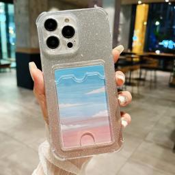 Porta-cartão de luxo para mulheres, estojo de carteira, à prova de choque, brilhante, Bling, brilho, capa para iPhone 15 Pro Max, 11, 12, 13, 14 Plus, XS, X, XR - Image 5