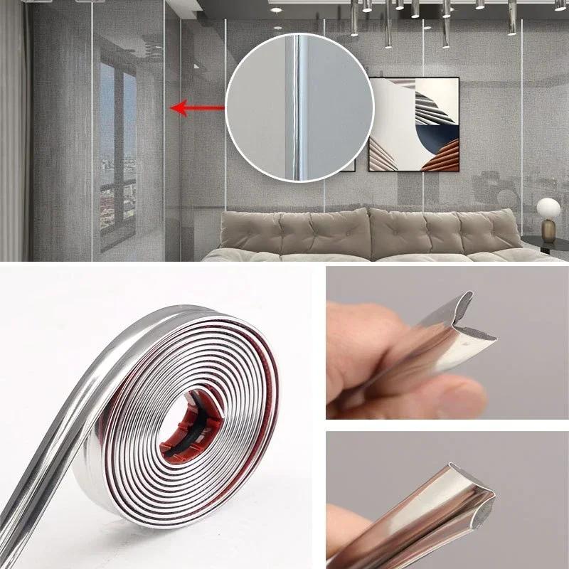 Fita decorativa autoadesiva do pvc, fundo do ouro, parede, canto interno, tira da decoração, mobília, borda da tabela, pára-choques anticolisão - Image 1