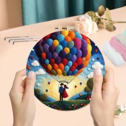 GATYZTORY-Kit De Pintura Para Iniciantes E Adultos, Conjuntos Artesanais, Feltragem De Agulha De Lã, Balão De Ar Quente, Cenário Bordado - Image 2