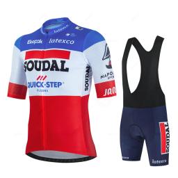 Soudal conjuntos de camisa de ciclismo de passo rápido manga curta verão frança roupas de bicicleta de corrida respirável mtb bib terno ciclismo - Image 1