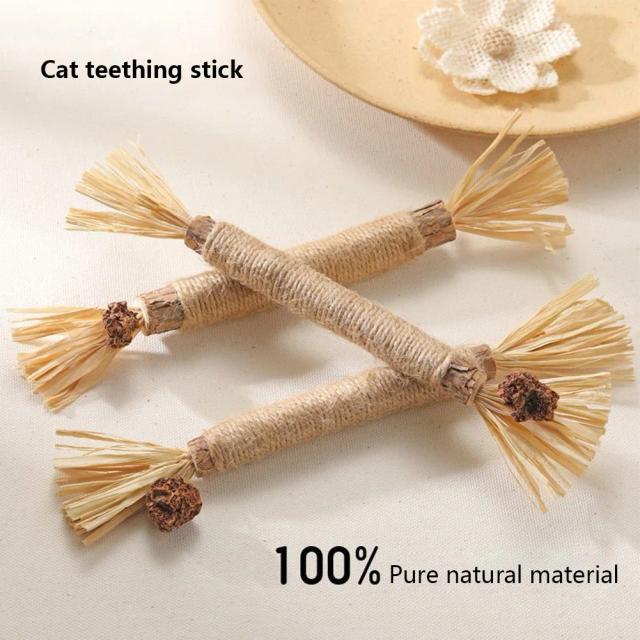 Deliciosos Snacks Naturais para Gatos com Corda de Juta e Silvervine - Kit de 3 Peças para Cuidado Dental e Diversão