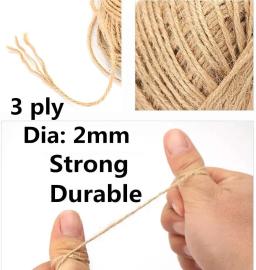 Corda de juta Vintage natural para artesanato DIY, barbante serapilheira, corda, embrulho, juta, cânhamo, jardinagem, decoração de casamento, 1mm, 2mm - Image 2