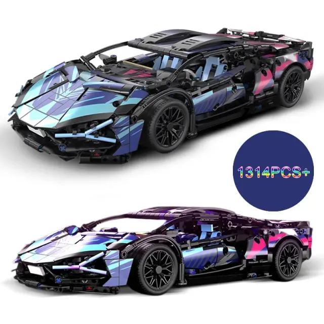 Kits de Construção Lamborghini Técnico 1:14 com 1314 Peças - Supercarro para Adultos e Crianças, Presente Ideal de Natal