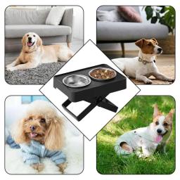 Tigelas de comida para cães de aço inoxidável com suporte Alimentadores ajustáveis para animais de estimação Altura da mesa Double Dog Bowl Stand - Image 5