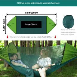 Rede dobrável de nylon automática para casal, redes mosquito de descanso, barraca de cama de acampamento, pop-up duplo, rede anti-mosquito, 290x140 cm - Image 5