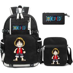 One Piece Grande Capacidade Anime Mochila Monkey D, One Piece, 3pcs por conjunto Luffy Schoolbag para estudantes, mochilas para adolescentes, de volta às aulas, menino e menina - Image 3
