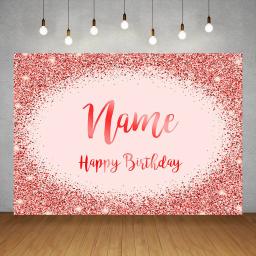 Banner de aniversário personalizado com foto de fundo, nome personalizado, prata, dourado, rosa, brilho, photophone cenários, decoração do partido, fotocall - Image 4