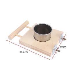 Aço inoxidável pássaro alimentação tigela, alimentação pratos copos, madeira poleiro stand, papagaio gaiola alimentador para aves de estimação, calopsitas, Lovebird Conures 1 pc - Image 5