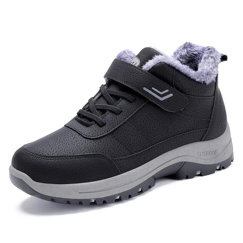 Sapatos masculinos de veludo de inverno novas botas de neve de cano alto ao ar livre botas de algodão de veludo de sola grossa - Image 1