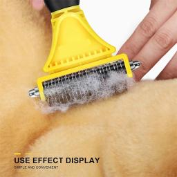 Escova de aço inoxidável para animais de estimação, derramamento de 2 lados e ancinho subpêlo dematting, pente para cão e gato, remover nós, emaranhados facilmente - Image 6