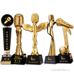 Troféu De Microfone De Resina Galvanizado, Cantor Anfitrião, Prêmio De Apresentação De Discurso, Troféu De Decoração De Casa, Personalizado, 1Pc - Image 5