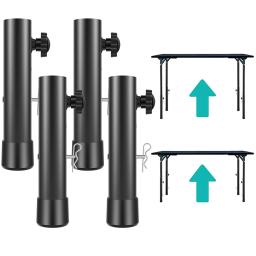 Extensores de perna de mesa dobráveis, 4 unidades, 20/44cm, níveis de aumento, extensores de altura de mesa ajustáveis para mesas dobráveis, pernas retas e dobradas - Image 2