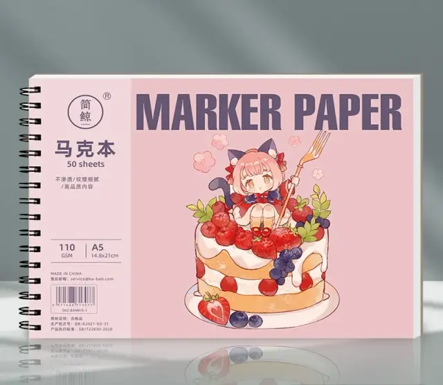 Sketchbook Espessado para Estudantes de Arte, Ideal para Pintura e Marcadores, A4 e A5, 50 Folhas