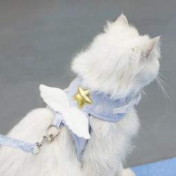 Gato Arnês Colar e Coleira Trela, Pet Itens Acessórios, Kawaii Anjo Wing Vest, Suprimentos personalizados Sphynx - Image 1