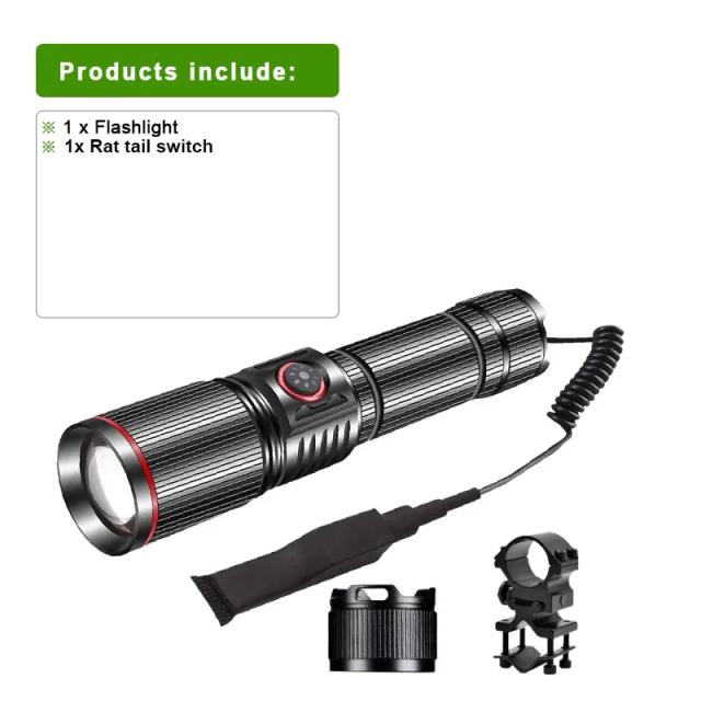 Lanterna Tática Militar LED Profissional de Alta Potência e Longo Alcance para Caça e Autodefesa