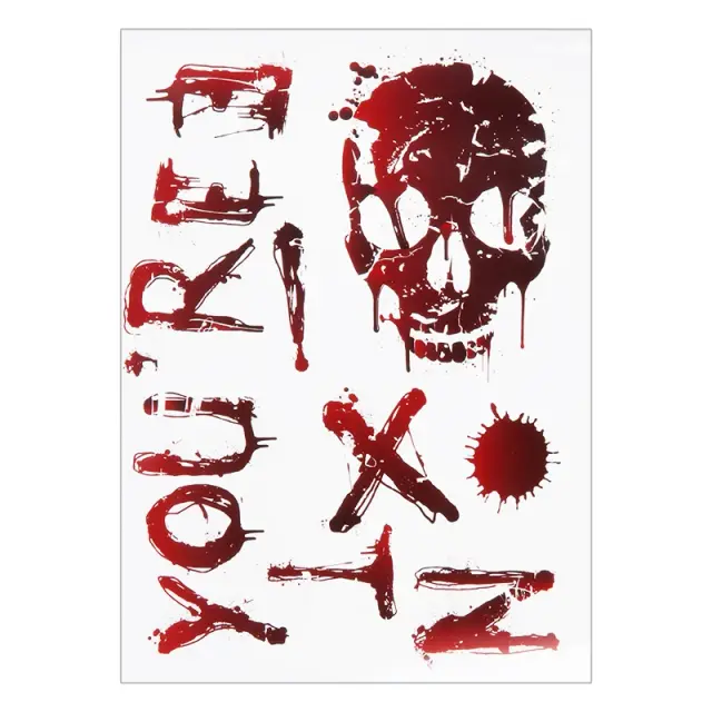 Decoração de Halloween: Adesivo Assustador para Parede com Pegadas de Sangue, Crânios e Efeitos Horripilantes para Janelas