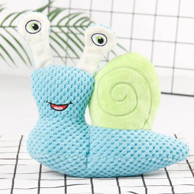 Brinquedos Interativos de Pelúcia para Pets com Squeaky Caracol - Opções em Três Cores, Resistentes à Mordida para Gatos e Cães