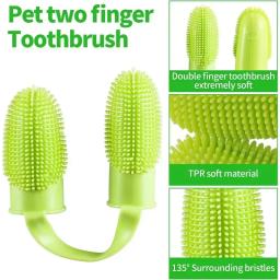 Pet Finger Toothbrush Kit Super macio, escova de dentes dupla, cuidados dentários para cachorros, gatos e pequenos animais de estimação - Image 6