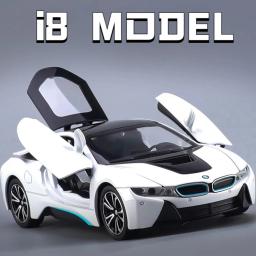 Modelo de brinquedo de carro esportivo, escala 1:22, Metal modelo Diecast com portas traseiras, veículo aberto, ornamentos de coleção em miniatura, presentes - Image 1