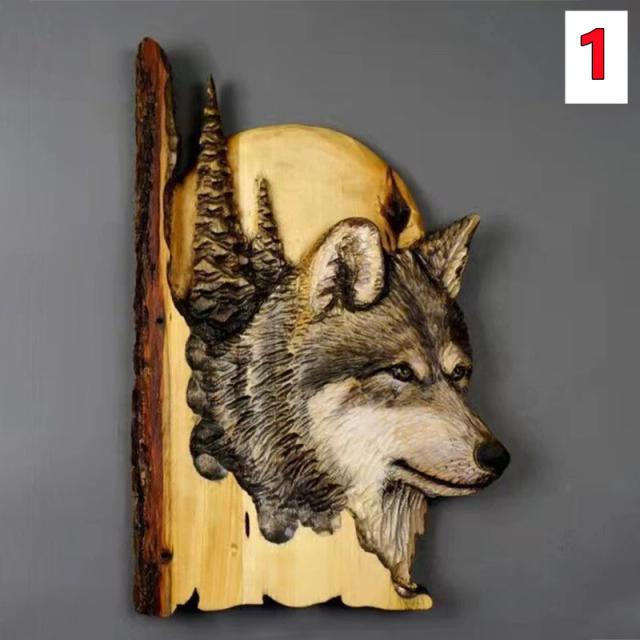 Escultura de Animais Pintada à Mão em Madeira: Guaxinim, Urso e Veado - Artesanato de Parede para Decoração de Casa e Presentes exclusivos