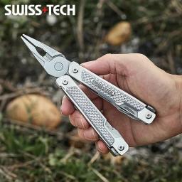 SWISS TECH-Alicate Multitool Dobrável, Ferramenta EDC Multifuncional, Canivete, Tesoura, Camping, Ferramentas de Reparação ao ar livre, 15 em 1 - Image 3