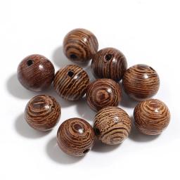 Rodada Contas De Madeira para Fazer Jóias, Natural Stripe, Spacer Ball, Colar Encantos, DIY Pulseira Artesanato - Image 1