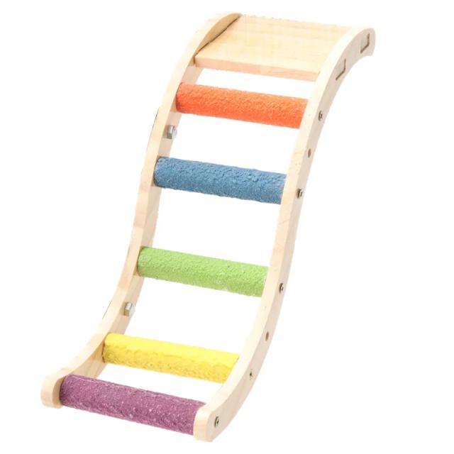 Escada Colorida de Madeira com Bastões Divertidos para Gaiola de Aves - Brinquedo de Escalada para Papagaios e Acessórios para Pets