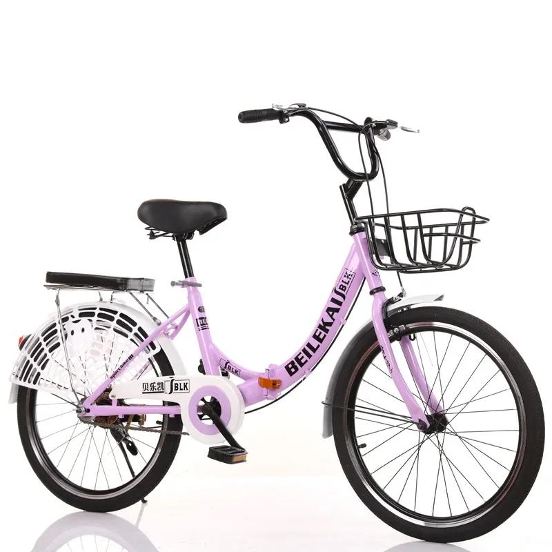 Aço Carbono Material Dobrável Bicicleta para Homens e Mulheres, Bicicleta de Velocidade Variável, Espessamento Pneus, General Pushbike, 20 22 24 26 Polegada - Image 1