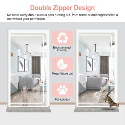 Tela reforçada Cat Fiberglass Door Screen Cortina de forma de abertura para cima e esquerda Tela de malha anti-mosquito para sala de estar - Image 4