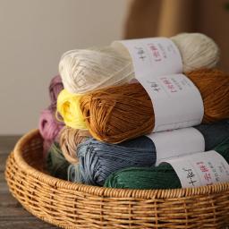 Fio De Linho De Poliéster, Fio misturado penteado, 4 fios de brilhante, DIY sapatos de crochê saia, primavera e verão, 50g por bola, 2pcs - Image 3