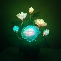 Flor Peônia colorida com Fio de Fibra Óptica, Fada Fibra Óptica, Plástico de Seda, Novidade, Festa Artística, Loja Decoração - Image 4